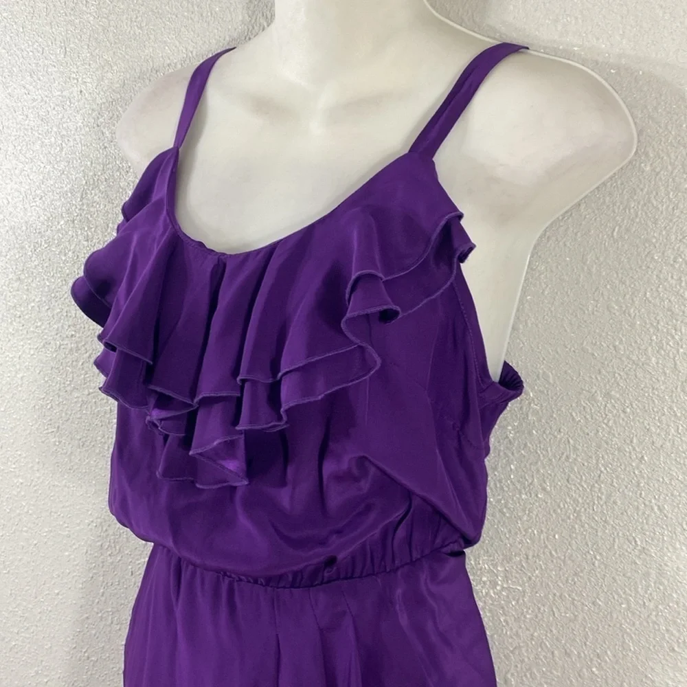 Amanda Uprichard Purple Silk Ruffle Blouson Tank Dress Medium M XX13